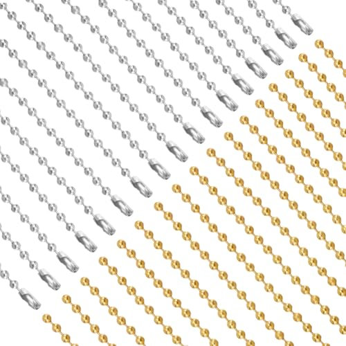 SOFPLATE 30Pcs 24 Inch Ball Chain Necklace Bulk Ball Bead Necklace Chains Gold Silver Adjustable Metal Ball Beads Chains with Connector Clasp for Jewellery Making Chains Supplies DIY Necklaces Crafts