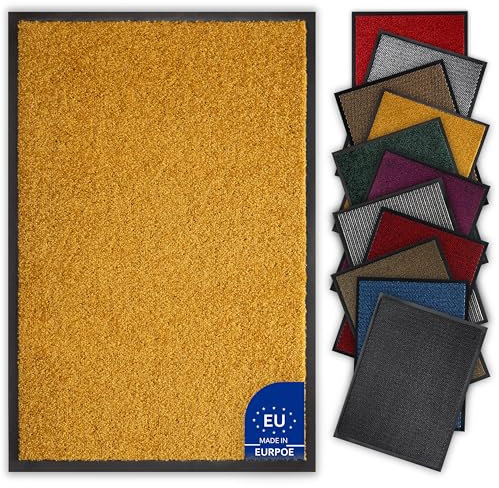 Bodenständig® Saubere Schuhe Dank saugstarkem Stoff (robust) perfekte Größe Gelb in 80x120cm - Fußmatte innen, Fussmatte innen - Schmutzfangmatte für innen Türmatte