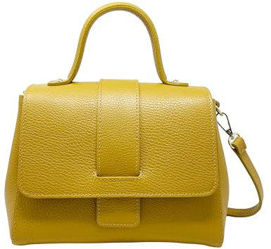 Chicca Borse Borsa a Mano Elegante con Tracolla da Donna in Pelle (Senape)
