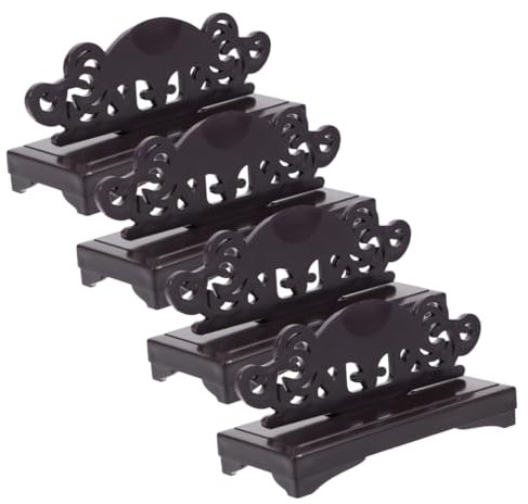 GARVALON 4pcs Folding Hand Fan Display Stand Plastic Holder Decorative Japanese Chinese Fan Display Frame for Home Table Decoration