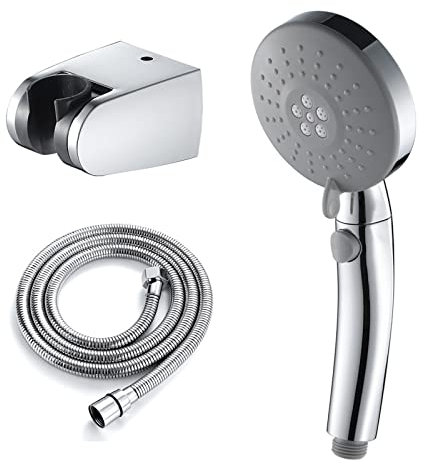 TATITZRO Duschkopf mit 3 Funktionen, Hochdruck-Handbrause aus ABS mit extra langem 1,5 m langem Schlauch und Halterung, verchromte Düsen mit Anti-Verstopfungs-Funktion, Duschkopf mit Handbr