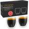 Creano Premium Double-Walled Espresso Glasses 100 ml - Set of 2 - Catering Quality - 100% Dishwasher Safe - Thermal Glass - Double Wall Glass