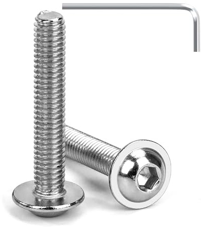 Tunejoy Vis à Tête Bombée avec Bride M6 x 35 mm Vis à Six Pans Creux en Acier Inoxydable A2 V2A Boulons à Tête Hexagonale avec Clé Allen Filetage Complet 20 Pièces