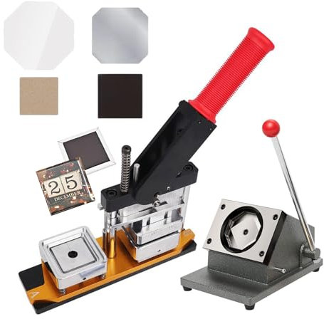 AIZYR Photo Magnet Machine, Fridge Magnet Making Machine DIY Square-Shaped Button Maker Machine Kit with 100Pcs Materials