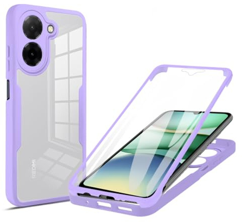 betterfon 360 Grad Hülle Kompatibel mit Xiaomi Redmi A5 / Poco C71 | Handyhülle eingebautem Displayschutz | Lila |Smartphonecase vollschutz
