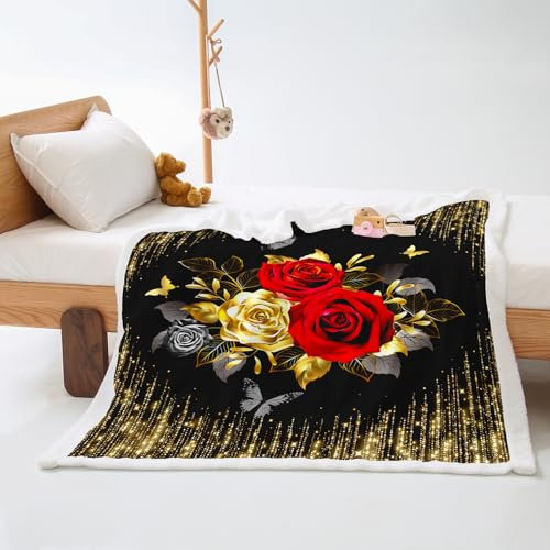 Blanket Rose Gold Insects Soft Fluffy Fleece Throw Blanket for Beds Sofa Car Flannel And Lamb Wool Fleece Throws Sherpa Lightweight All Season 180x220cm