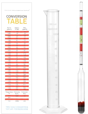 QWORK® Hydrometer Alkoholmessgerät für Wein und Bier, Inklusive Bierspindel & 100-ml-Messzylinder für Heimbrauerei