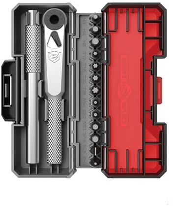 Real Avid Jeu de tournevis à cliquet X3 avec 13 embouts, tournevis 3 en 1, manche en T et extension – Comprend 4 tournevis hexagonaux, 4 torx, 3 métriques, 4 hexagonaux standard et cruciformes