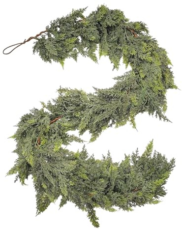 Fenayuu Weihnachtszeder Girlande - Grüne Kunstpflanzen Kieferngirlande | 1.8 Meter Deko Girlande Für Kamin Fenster Treppengeländer Tisch Türen Weihnachtsfeier