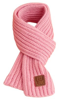 Toumett Kids Scarf,Kids Autumn Winter Knit Scarves,Boys Girls Scarf,Soft Knitted Neck Warmer Kids Scarf,Black/White/Pink Solid Scarf
