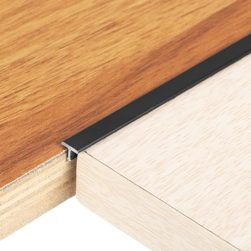 QUARKZMAN Übergangsprofil 90cm x 6mm T-Formleiste Übergangsleiste Boden Aluminiumlegierung Vinyl Boden Fugenleiste für Türschwellen Türteiler Laminat Dielen Fliesen Schwarz