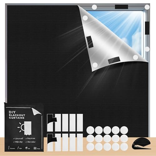 Yiichiy Verdunklungsrollo ohne Bohren 100X145CM, Fenster Verdunkelung, Tragbare Reise Verdunkelungsrollo, Dachfenster Sonnenschutz Verdunklung Abnehmbar für Urlaub Innen Dachschräge Fenster