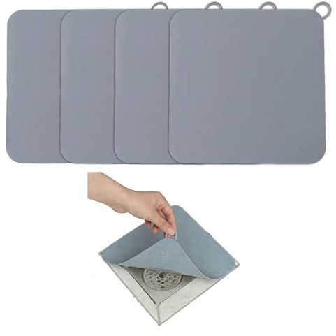 Lot de 4 Bouchons Anti-Odeur en Silicone Gris 20x20 – Protection Durable et Efficace Contre Les Mauvaises Odeurs pour Salle de Bain, Cuisine et Toilettes
