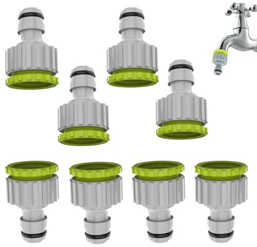 8 Pezzi Raccordi per Tubo da Giardino,Adattatore Rubinetto 2 in 1 1/2 3/4,Connettore per Canna d'Acqua in Plastica,Set di Collegamento per Irrigazione Giardino