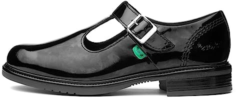 Kickers Girl's Lach T-Bar Leather School Shoes | Elegant T-Bar Style | Everyday Comfort Fit, Cushioned for All-Day Wear