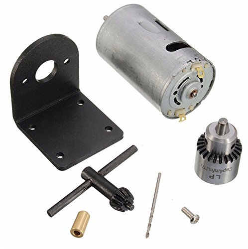 FEVERWORK 12-24V Lathe Press Motor with Drill Chuck and Mounting Bracket