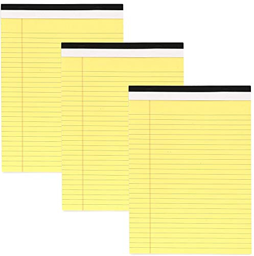 Emraw Gelbe Schreibblöcke, 8,5 x 11,75 cm, kanariengelb, mikroperforierter Rand, liniert, universal, 50 Blatt, Briefgröße, Schreibblock (3 Stück)
