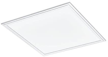 EGLO LED Panel Salobrena-Rgbw, Büro-Deckenleuchte dimmbar mit Fernbedienung, 2400 Lumen, Aufbauleuchte oder Rasterleuchte, weiße Alu Deckenlampe, neutralweiß, RGB, 45 x 45 cm