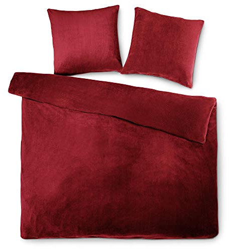 aqua-textil Feelwell Bettwäsche 200 x 220 cm 3teilig Coral Fleece Bettbezug Mikrofaser Thermo Flausch Bordeaux