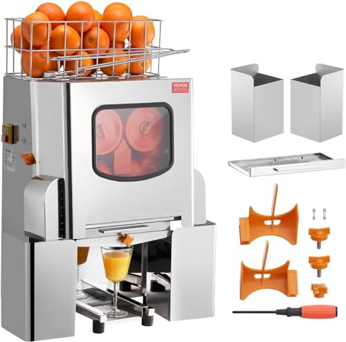 VEVOR Spremiagrumi Elettrico Professionale 120W Spremitoio per Agrumi in Acciaio Inox Estrattore di Succo Elettrico 20 Arance/min Spremiagrumi e Centrifuga Elettrico 45x34x78,5cm per Ristorante e Bar