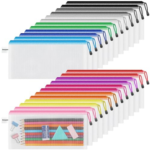 Smarpau Pencil Pouches 24 Pack, A6 Small Zipper Pouch Mesh Bags Pencil Case