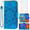 Asuwish Kompatibel mit LG Q7 Q7+ Plus 7Q Alpha Wallet Case und Displayschutz aus gehärtetem Glas, Leder-Klapphülle, Kreditkartenhalter, Handyhüllen für LGQ7+ Q7plus Q7a Damen Herren Blau