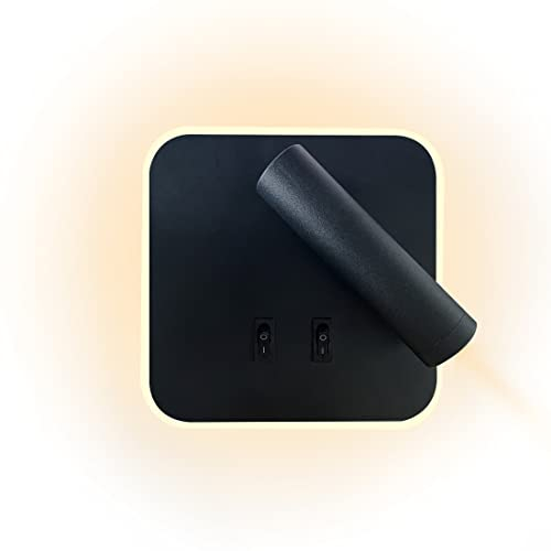 BOYIR 12W LED Wandleuchte Innen Wandlampe Aluminium Wandbeleuchte mit Schalter Leselicht Nachttischlampe Wandbeleuchtung für Wohnzimmer Flur Schlafzimmer Treppenhaus 3000K (3W+9W)