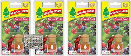 WUNDER-BAUM 4er Set Duftflakon von Wunderbaum - Duftrichtung Forest Fruit Waldbeeren inkl. Original Glasreinigungstuch SP Großhandel. (Forest Fruit)