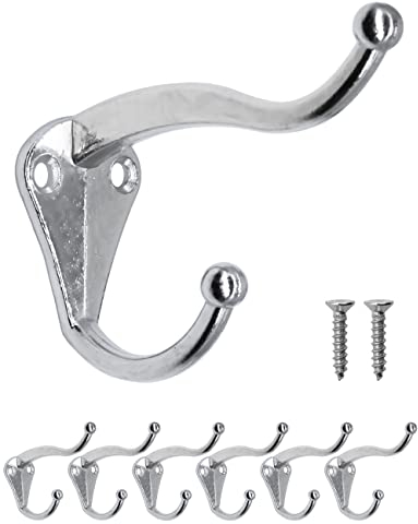 Fuxxer 6 Klassische Eisen-Haken, Garderoben-Haken, Kleider-Haken, Silber
