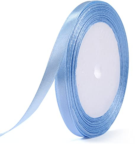 ihaspoko Polyester Satinband, 6 mm x 22 m Dekoration Geschenkband für Heimwerkerkunst handwerk, Geschenk Verpackung, Schleifen, Hochzeitsdekoration (Azurblau)