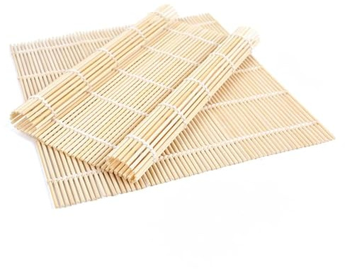 Lot de 2 tapis à rouler en bambou pour sushis, kit de fabrication de sushis, tapis à sushis en bambou (24,1 x 24,4 cm)