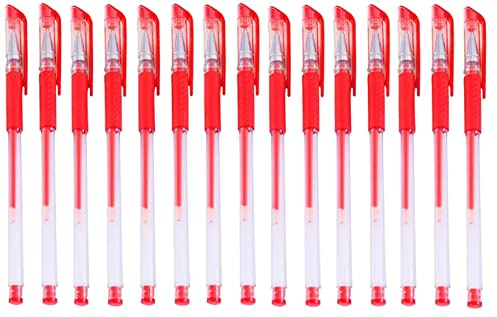 Lalade 15 pcs gel pens economy pack, Fine tip quick-drying, great smooth writing experience best for home, schools & offices (15 pens/pack) (Red)