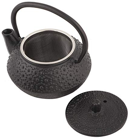 Set di caldaie per teiera in ghisa 0,3 litri tipo a goccia per ornamenti domestici per foglie sciolte e bustine di tè, bollitore per tè rivestito