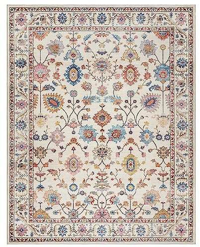 Gertmenian Indoor Boho Area Rug - 8x10 Large, Non Slip, Super Strong, Ideal for High Traffic Areas in Bedroom, Living Room, Kitchen - Cullen, Cream/Multi, 28548