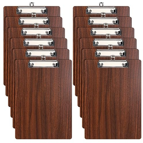 Porte-Blocs en Bois A4,12 Pièces Planchettes à Pince Avec Clip, Clipboard Porte-Formulaires