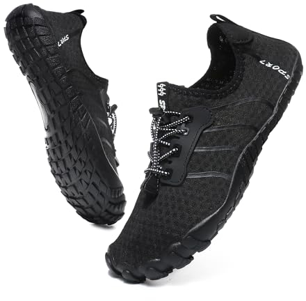 Badeschuhe Wasserschuhe Herren Damen Strandschuhe Barfußschuhe Sommer Schwimmschuhe Aquaschuhe Schnell Trocknen Surfschuhe 6906 Schwarz EU43
