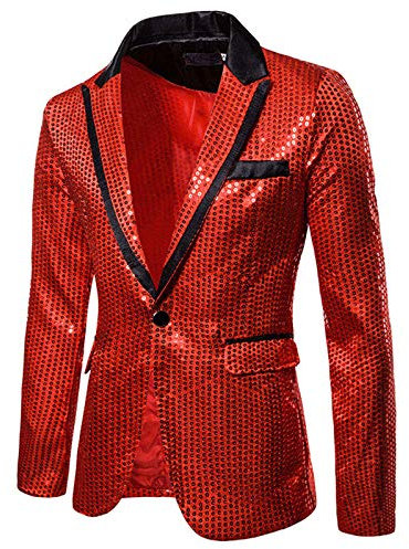 Sakko Herren Pailletten Gold Glitzer Slim fit Hochzeit Männer Anzugjacke Herbstjacke Übergangsjacke für Business Hochzeit Weihnachts Karneval Kostüm für Hochzeit Party