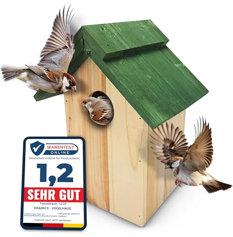 Oramics Nistkasten für Vögel zum Aufhängen für Garten, Balkon und Terrasse - Vogelhaus für Wildvögel und Gartenvögel – Nisthaus wetterfest für draußen ideal für Amsel, Meise und mehr (B: 24x18x14cm)