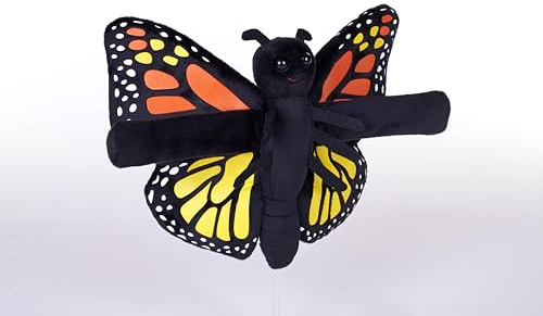 Wild Republic Huggers Glow Schmetterling, Kuscheltier, 20 cm, Klatscharmband, Plüschtier, Füllung besteht aus recycelten Wasserflaschen
