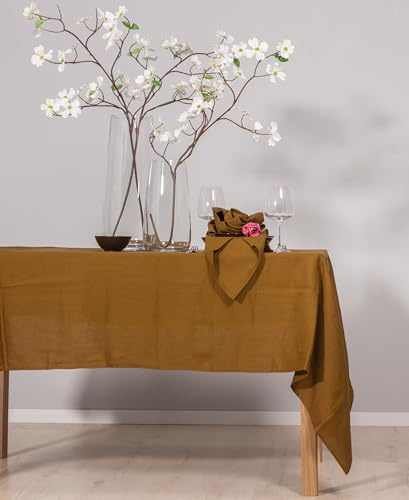 100% Leinen Tischdecke – Stonewashed, leichte & Pflegeleichte Stofftischdecke (ca. 180 g/m²) für Küchentisch, Esstisch, Hochzeit oder Garten
