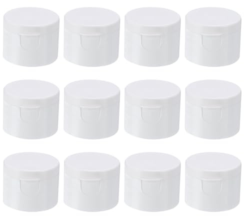 PATIKIL 28/410 Replacement Flip Caps, 12Pcs Inner Dia 1.1 Plastic Reusable Non-Spill Bottle Lid for Paint Dispensing Squeeze Shampoo Drinking Bottles, White