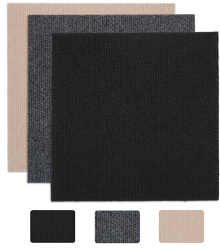 12 Stück Teppichfliesen 30x30cm Teppichfliesen Selbstklebend Rutschfeste Boden Teppich Fliesen Anti-Rutsch-Bodenbelag mit Klebbare Selbstklebend Teppichboden für Büro Haus Wohnzimmer