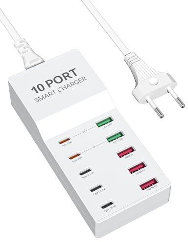 USB C Ladegerät Mehrfach, Binamao 100W 10-Port USB C Netzteil Schnellladegerät, Handy Ladegerät mit USB-C und USB-A, USB Ladestation für iPhone 15/14/13/12 Pro Max iPad Android Samsung Huawei Tablet