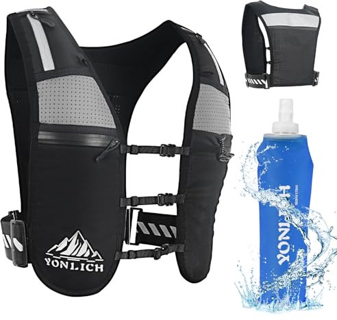 Running Vest, YONLICH Lightweight Running Hydration Vest with 500ml Soft Water Bottles - Waterproof Phone Holder Backpack for Men & Women - Ideal for Hiking, Marathon, Outdoor Sports