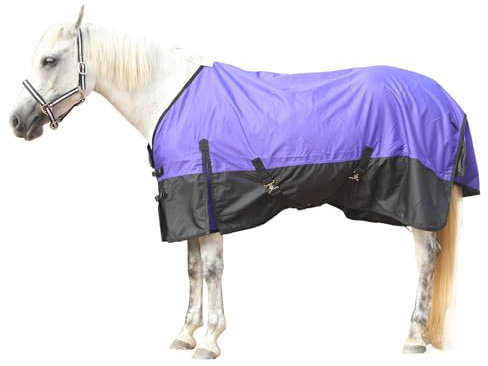 Gallopoff 600D Reißfeste Pferdedecke ohne Füllung 0g, wasserdichte und Atmungsaktive Regendecke mit Kreuz-Bauchgurten, Komfortable und Leichte Weidedecke