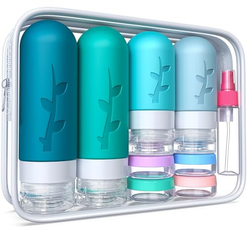 18 Pack Travel Bottles for Toiletries - TSA Approved Silicone Containers, Leak Proof Refillable Liquids Shampoo & Conditioner Essentials