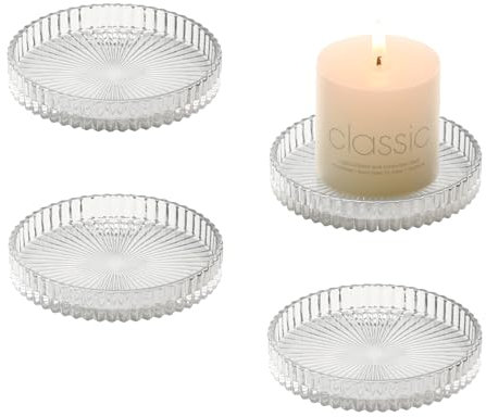YoHyien 4 Pièces Porte Bougie Pilier en Verre 9 cm, Support Bougie, Coupelle Bougie Decoration, Bougeoir Decoratif pour Noël, Famille Fête, Mariage Decoration et Dîner (Claire)