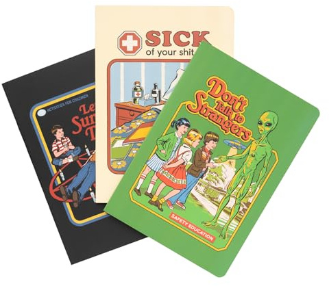 Grupo Erik A5 Notebook Set - Steven Rhodes | 3 A5 Notebooks - Lined, Plain, Dotted - 32 sheets (64 pages) | Funny Notebooks For Work Colleagues, Funny Gifts Under 15 Pounds