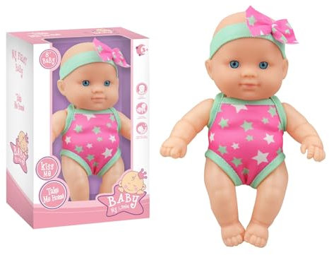 Generisch My Little Baby Puppe mit Badeanzug, 21,5 cm, Sternenmuster in Pink und Mint