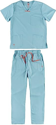 WORKTEAM Conjunto Sanitario Elástico Unisex.Uniforme Sanitario, Médico, Enfermera, Dentista, Estética, Veterinaria. Unisex Verde Agua M